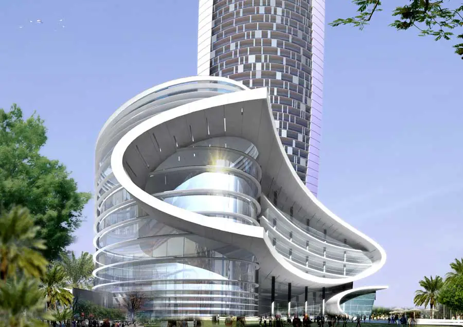 Нужные здания в городе. Скай Тауэр Дубай Архитектор. Современная гостиница Дубаи архитектура. Современные здания архитектуры. Здания будущего.
