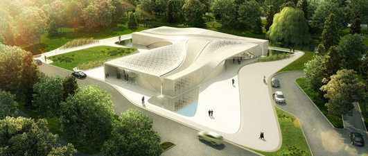 Beukenhof Auditorium Building design by Asymptote Architecture