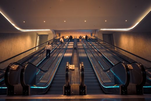 Brookfield Place Perth entrance escalators by Hassell and Fitzpatrick Architects