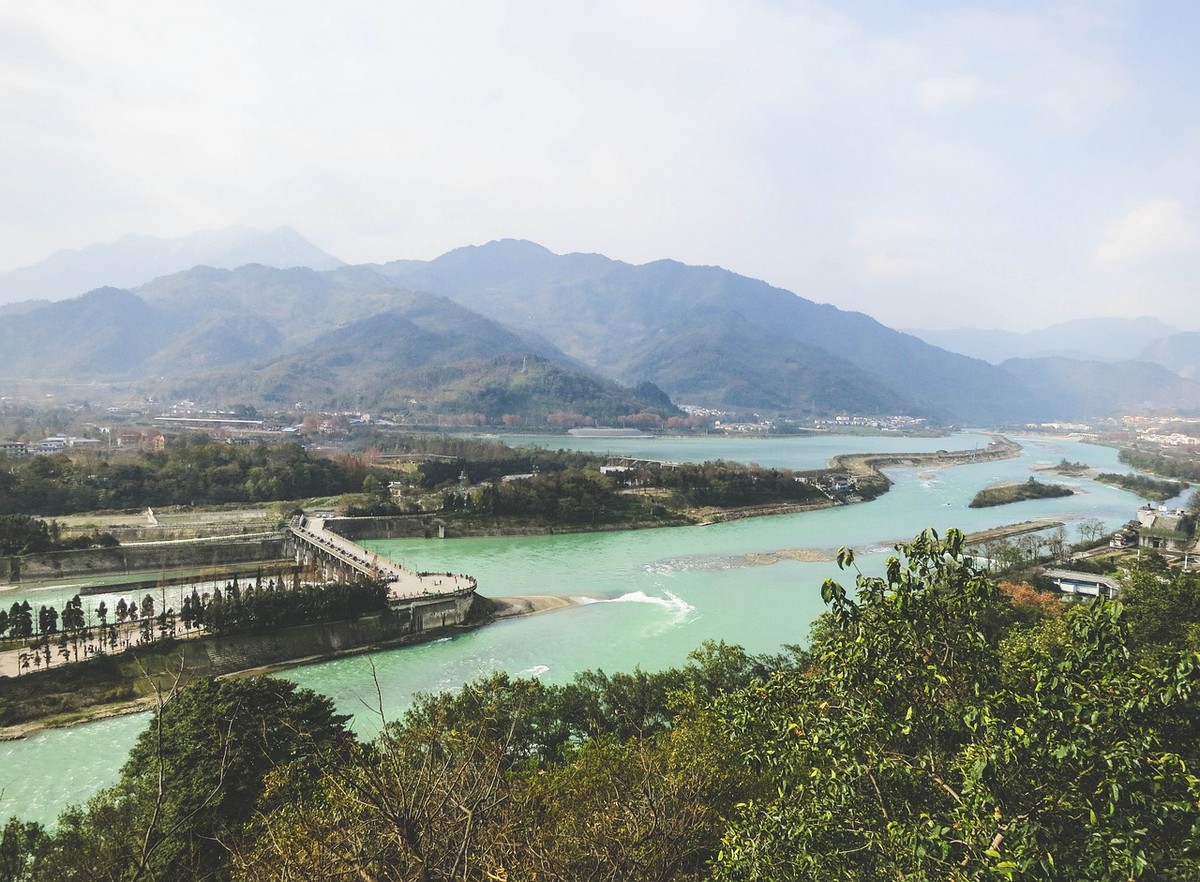 Dujiangyan, China river dams landscape