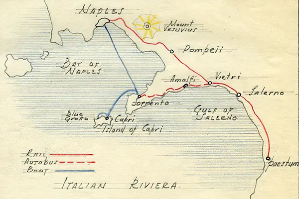 hand-drawn map by Arthur Gallion