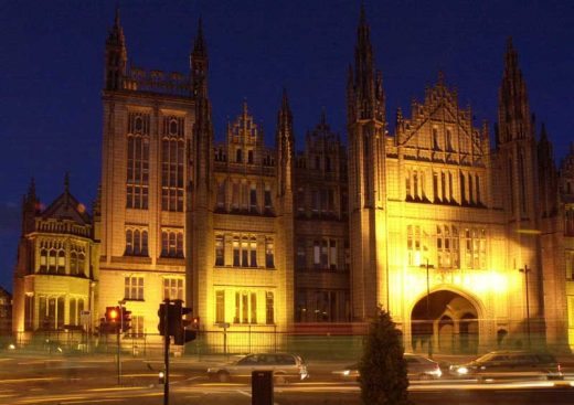 Aberdeen City Council: former Aberdeen University Marischal College at night