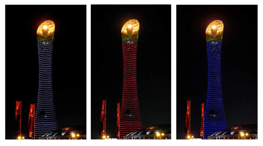 Aspire Tower Doha Qatar skyscraper lighting