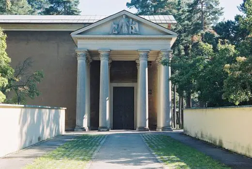 Chapel of Resurrection at the Woodland Cemetery in Stockholm, Sweden, design by Sigurd Lewerentz Architect