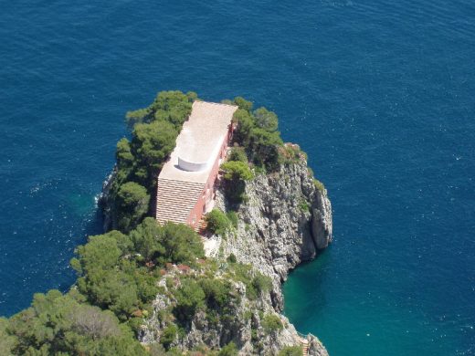 Villa Malaparte on Capri, Italy, with ocean, by architect Curzio Malaparte