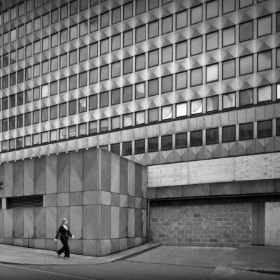 A concrete office block off the Strand in London