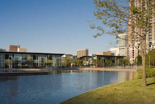 Discovery Green Houston downtown buildings