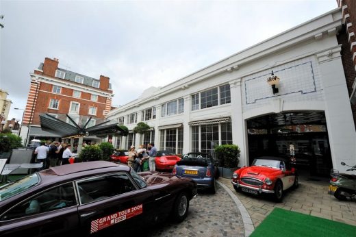 Bluebird Garage Cafe building London cars