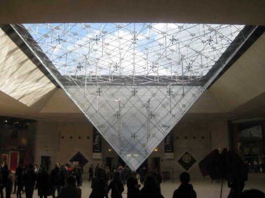 Louvre Pyramid Paris building interior hanging structure