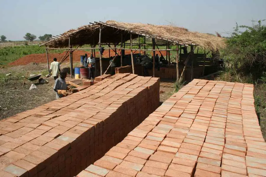 Reproduction of stabilised soil blocks in Patongo, Uganda, Africa