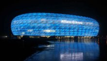 Allianz Arena lit in colours of TSV 1860 München