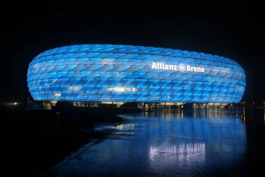 Allianz Arena lit in colours of TSV 1860 München