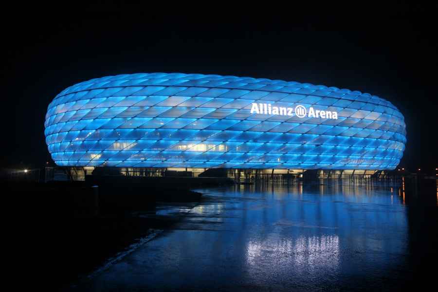 Allianz Arena lit in colours of TSV 1860 München