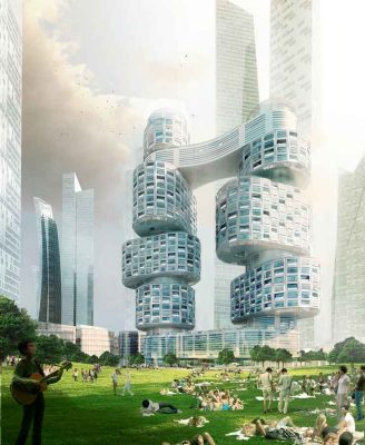 Velo Towers Korea design by Asymptote Architecture