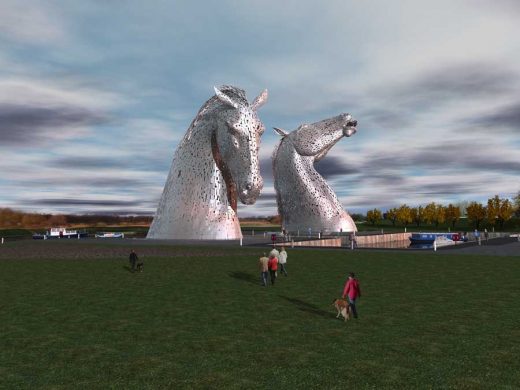 Kelpie Heads Falkirk horse heads sculpture
