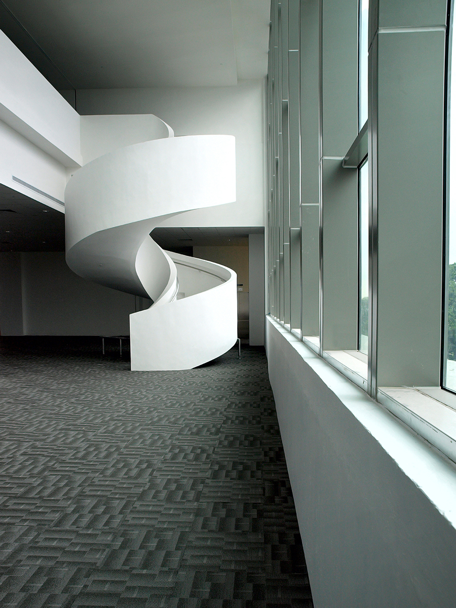 Interior space of the showroom, visible from the outside.