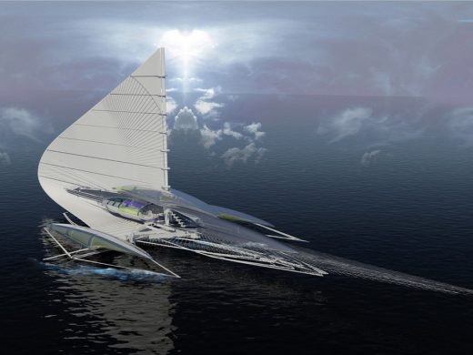 Fresnel Hydrofoil Trimaran Sailboat