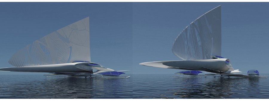 Fresnel Hydrofoil Trimaran Sailboat E Architect