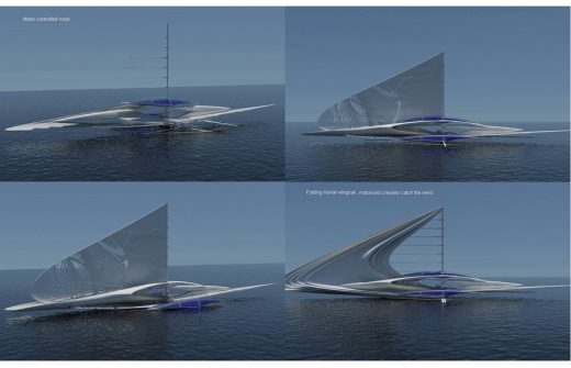 Fresnel Hydrofoil Trimaran Sailboat