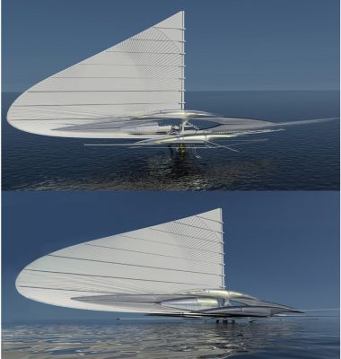 Fresnel Hydrofoil Trimaran Sailboat