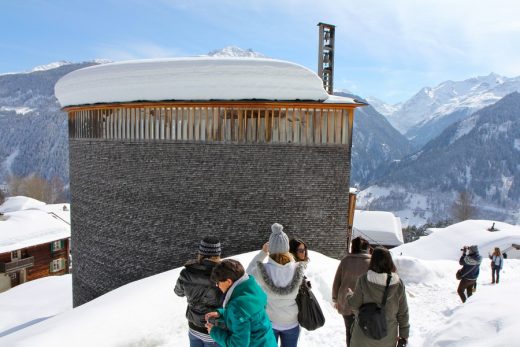 St Benedikt Chapel Building in Switzerland by architect Peter Zumthor