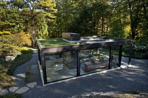 Glass House in the Garden in Massachusetts