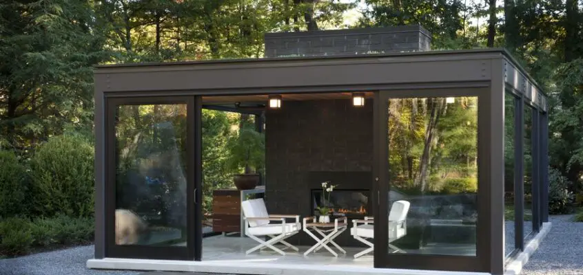 Glass House in the Garden in Massachusetts