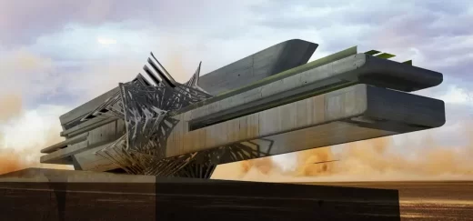 Heliostat Sand Turbine Hotel Mongolia design