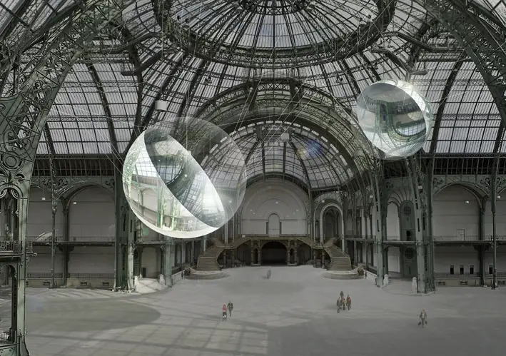Aerocene sculptural installation at Grand Palais, Solutions COP21, Paris