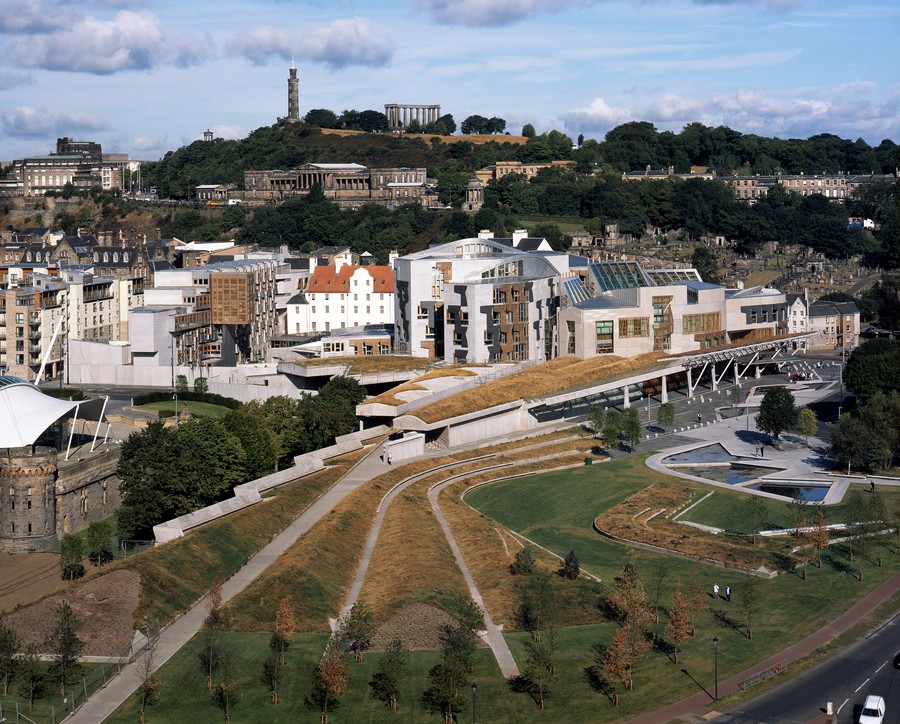 The Scottish Parliament building from Arthur's Seat
