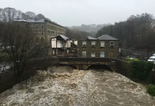 Northern English building over river damaged