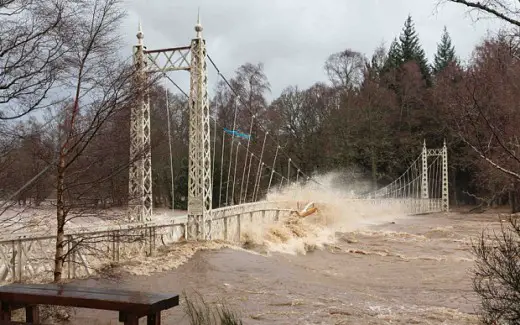 Royal Deeside Bridge flooding by River Dee