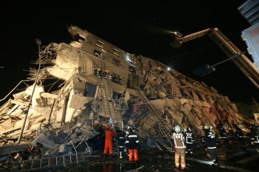 Tainan earthquake building destruction