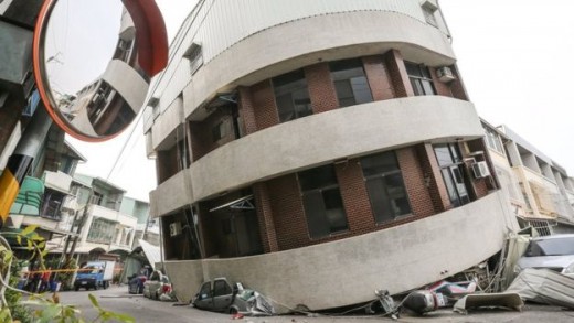 earthquake toppled building in the south Taiwanese city of Tainan