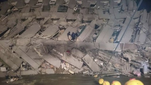 Tainan earthquake toppled building