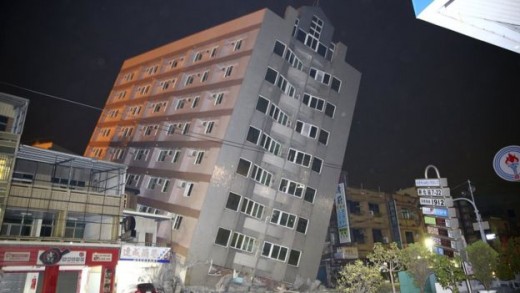 earthquake toppled building in the south Taiwanese city of Tainan