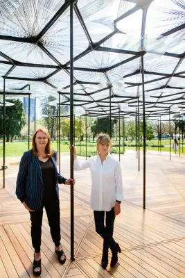 Naomi Milgrom AO and Amanda Levete at MPavilion Melbourne 2015