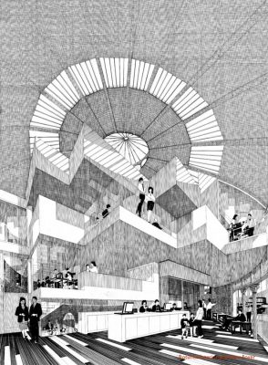 South Rotunda Glasgow drawing by architect Alan Dunlop