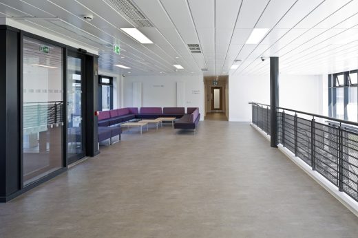 Juniper Court halls of residence Stirling University lobby design by Lewis & Hickey Architects