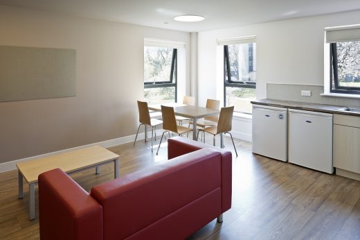 Juniper Court halls of residence Stirling University kitchen living room by Lewis & Hickey Architects