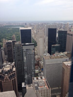 New York skyscraper buildings viewed from the top of the Rockefeller Center