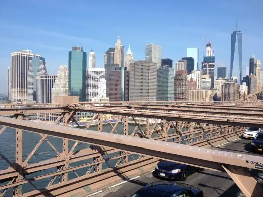 Brooklyn Bridge view to NYC Financial District