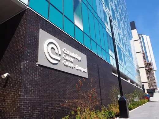 Clatterbridge Cancer Centre in Liverpool, NHS building signage