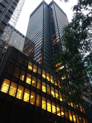 Seagram New York building at night