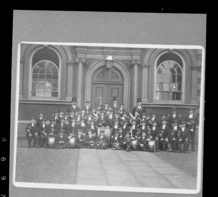 Bluecoat Liverpool school band in the front courtyard