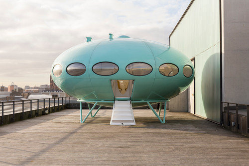 Futuro House on roof of Central Saint Martins College