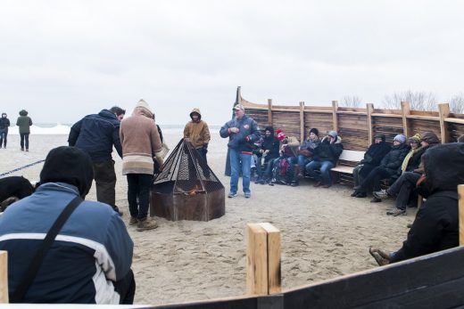 Community Fire Pit designed by Douglas Cardinal Toronto beach installation