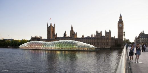 Temporary UK Parliament on the River Thames in London