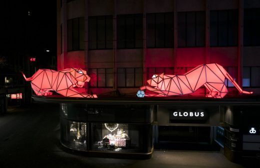 Digital Origami Tigers at 2016 Lausanne Light Festival