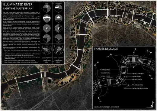 Illuminated River London bridges by Les Éclairagistes Associés